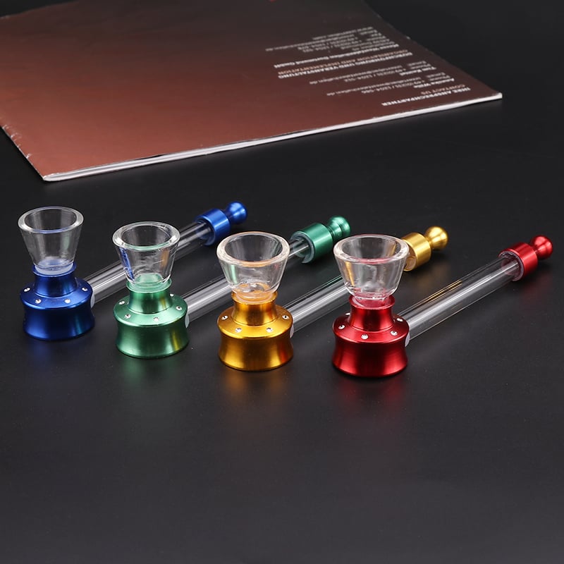 Futeng  FT-06430 Smoking Pipe&Accessories Aluminum glass smoking pipe weed pipe wholesale