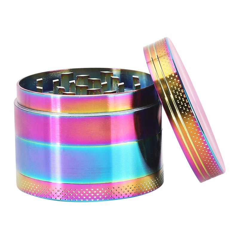 Futeng FT-05574 Herb Grinder 50mm zinc alloy 4 layers rainbow herb grinder 2.5 inch wholesale