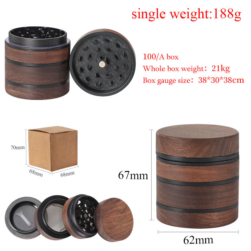 Futeng FT-10975 Herb Grinder New arrival 63mm custom wood dry herb grinder 2.5 inch wholesale wooden spice crusher 4 layer woode