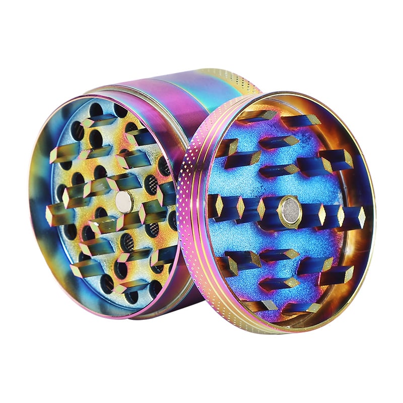 Futeng FT-05574 Herb Grinder 50mm zinc alloy 4 layers rainbow herb grinder 2.5 inch wholesale