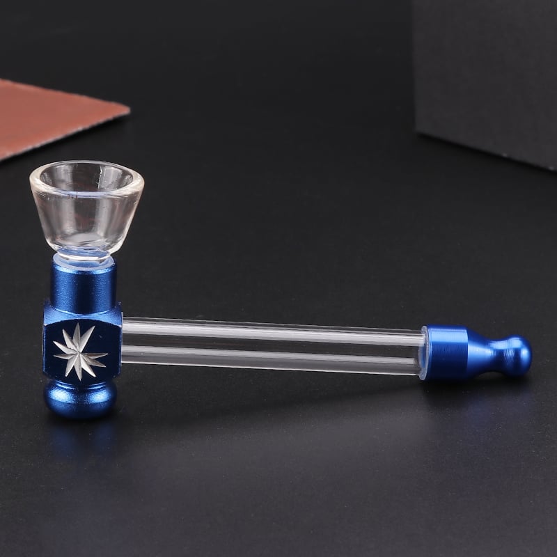 Aluminum carved square glass smoking pipe smoking accessories wholesale