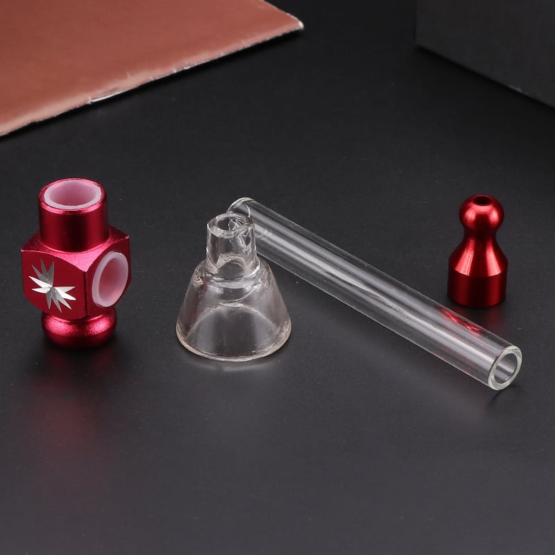 Aluminum carved square glass smoking pipe smoking accessories wholesale