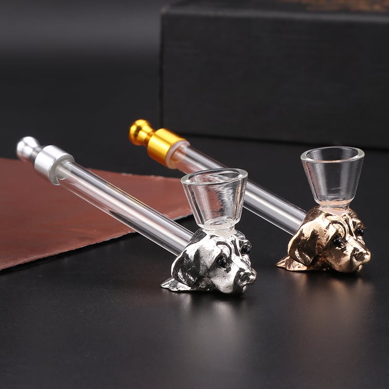 Futeng FT-01539 Smoking Pipe&Accessories Portable clear glass smoking pipe pupply head weed pipe for smoking accessories wholesa