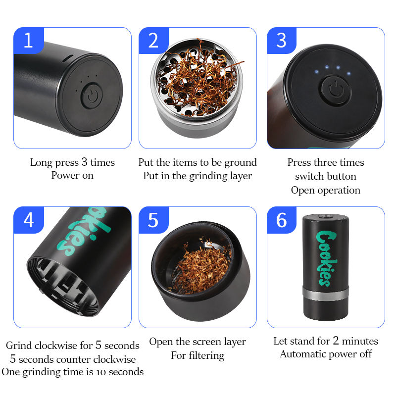 Futeng FT-09876 Herb Grinder Wholesale Rechargeable Electric Herb Grinder 55mm Metal Electronic Powerful Tobacco Dry Spice Autom