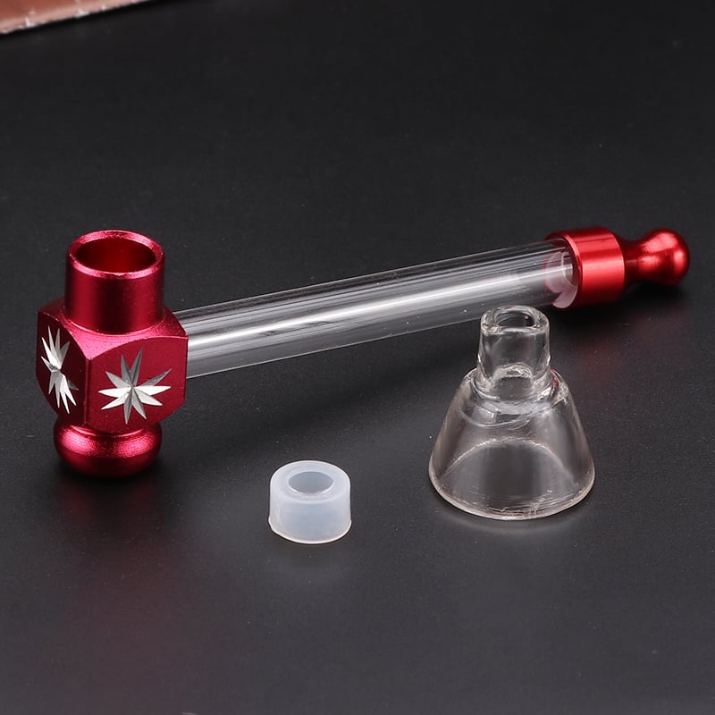 Aluminum carved square glass smoking pipe smoking accessories wholesale