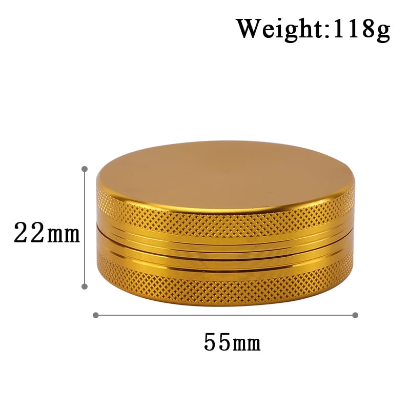 Futeng FT-04585 Herb Grinder 55mm Aluminum Herb Grinder 2 layers plain metal grinder for weed wholesale