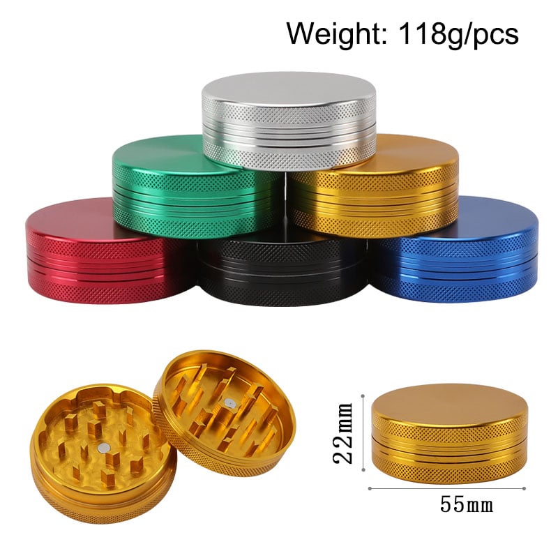 Futeng FT-04585 Herb Grinder 55mm Aluminum Herb Grinder 2 layers plain metal grinder for weed wholesale