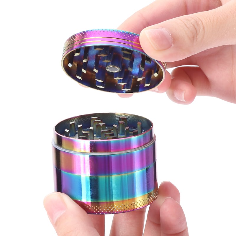 Futeng FT-05574 Herb Grinder 50mm zinc alloy 4 layers rainbow herb grinder 2.5 inch wholesale