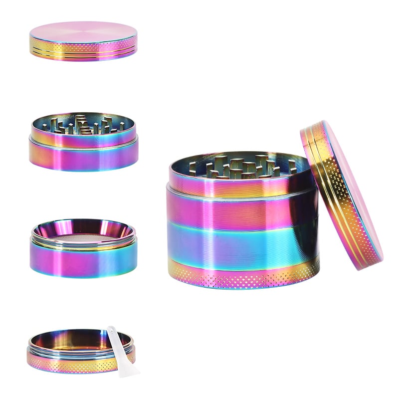 Futeng FT-05574 Herb Grinder 50mm zinc alloy 4 layers rainbow herb grinder 2.5 inch wholesale