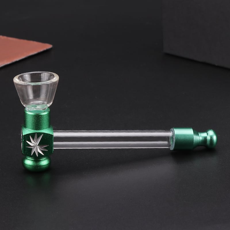 Aluminum carved square glass smoking pipe smoking accessories wholesale