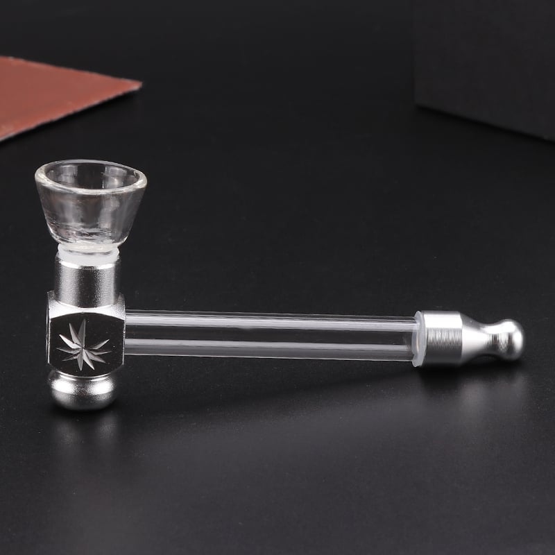 Aluminum carved square glass smoking pipe smoking accessories wholesale